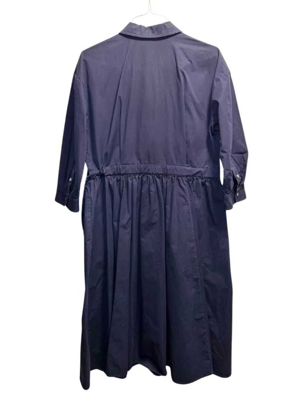Tory Burch Navy Blue Gathered Waist Shirtdress Large - Picture 2 of 3